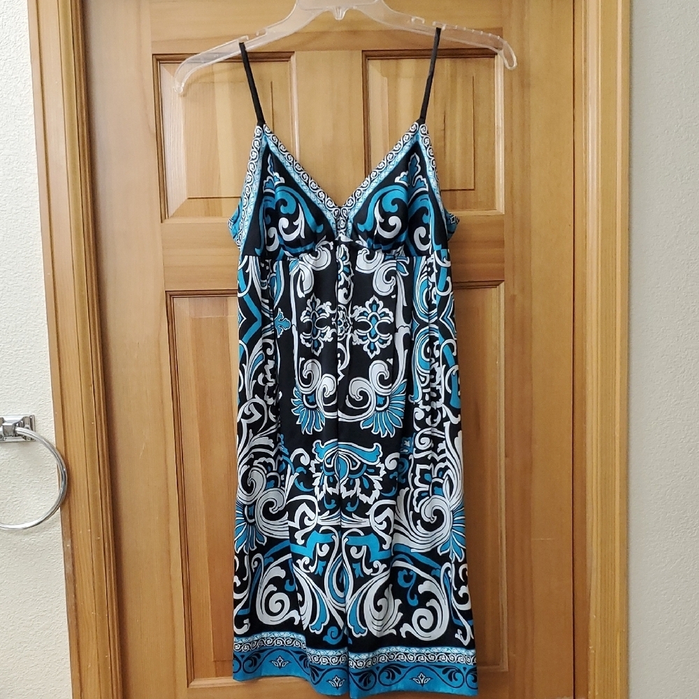 ICE Chic Blue and Black Patterned Dress sz 10
